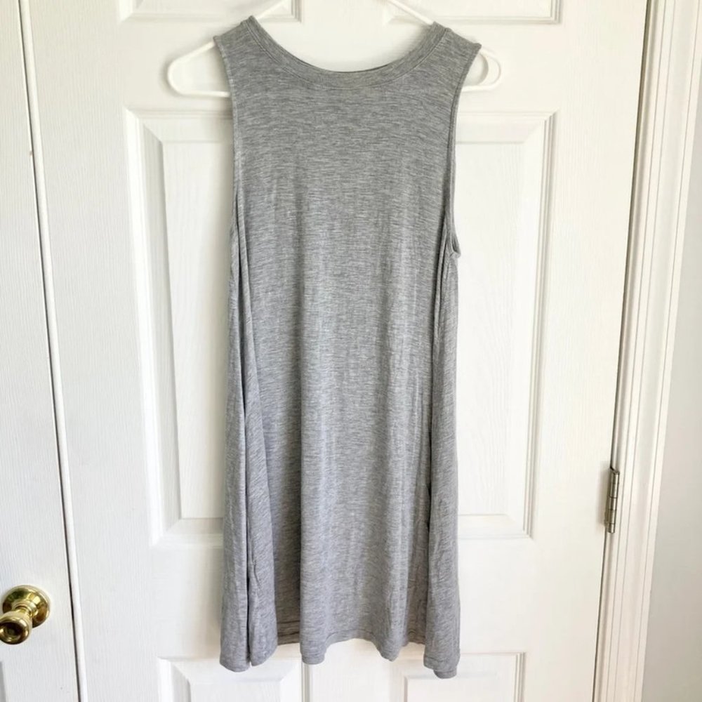 Grey stretchy size S tank dress with fringe on back